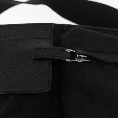 Gucci Vintage Double Belt Bag GG Canvas with Leather, BLACK, CANVAS, Clutche & pouche
