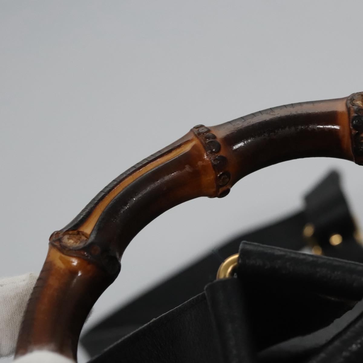 Gucci Vintage Bamboo Backpack Leather, BLACK, SUEDE, Backpack