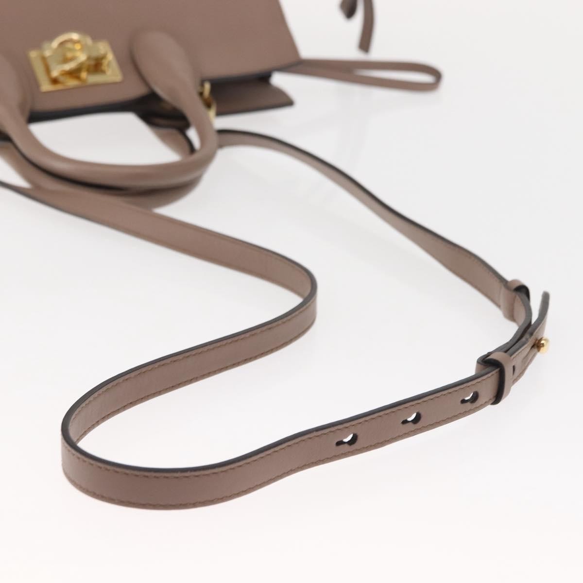 Salvatore Ferragamo Studio Satchel Leather, BEIGE, LEATHER, Handbag