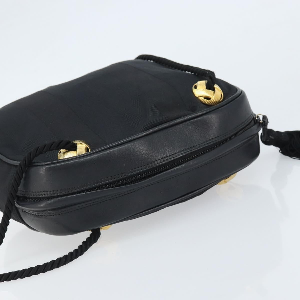 Salvatore Ferragamo Vintage Shoulder Bag Canvas, BLACK, CANVAS, Shoulder bag