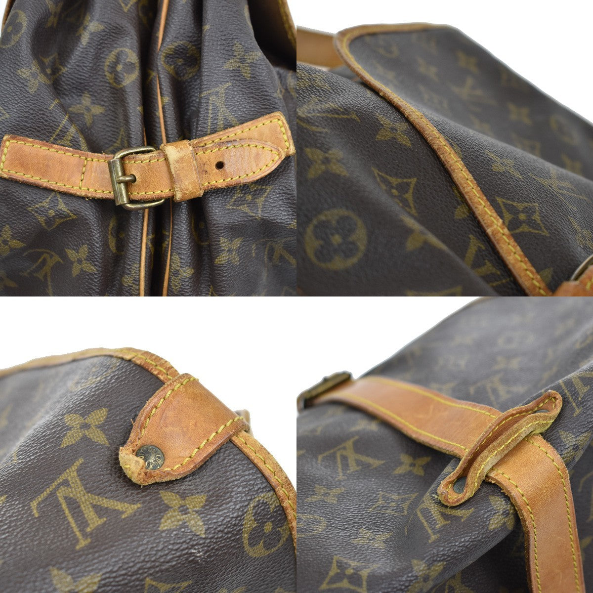 Louis Vuitton Saumur Handbag Monogram Canvas, BROWN, LEATHER, Shoulder bag