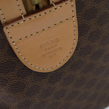 Celine Vintage Macadam Boston bag Canvas and Leather, Brown, Canvas, Travel Bag