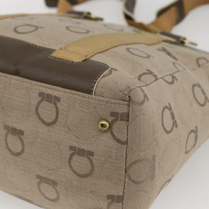 Salvatore Ferragamo Gancini handbag Canvas, BEIGE, CANVAS, Handbag