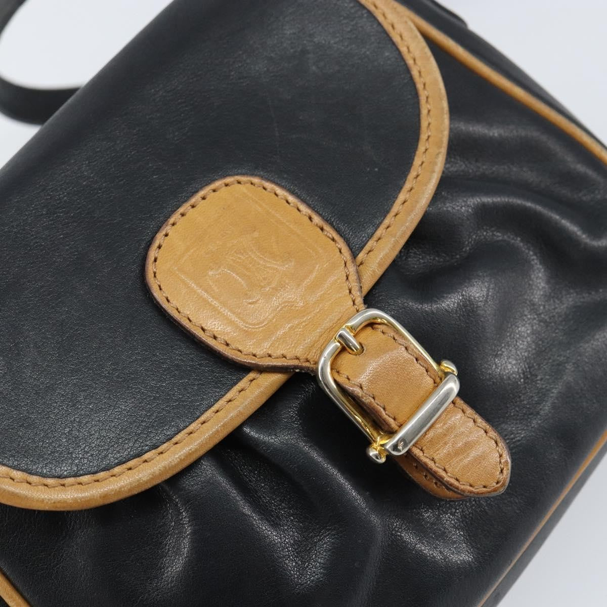 Celine Vintage Shoulder Bag Leather, BLACK, LEATHER, Shoulder bag