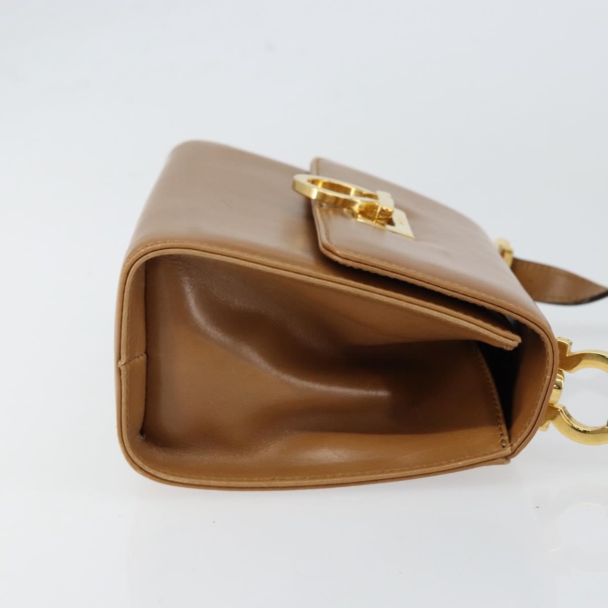 Salvatore Ferragamo Gancini Shoulder Bag Leather, BROWN, LEATHER, Shoulder bag