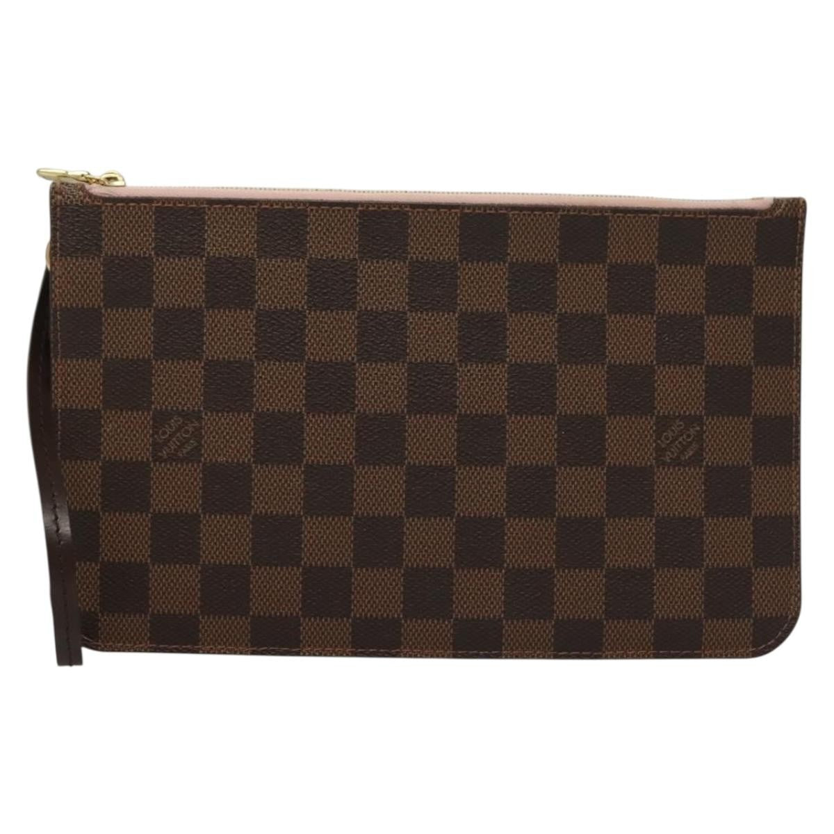 Louis Vuitton Neverfull Pochette Damier, BROWN, CANVAS, Tote bag