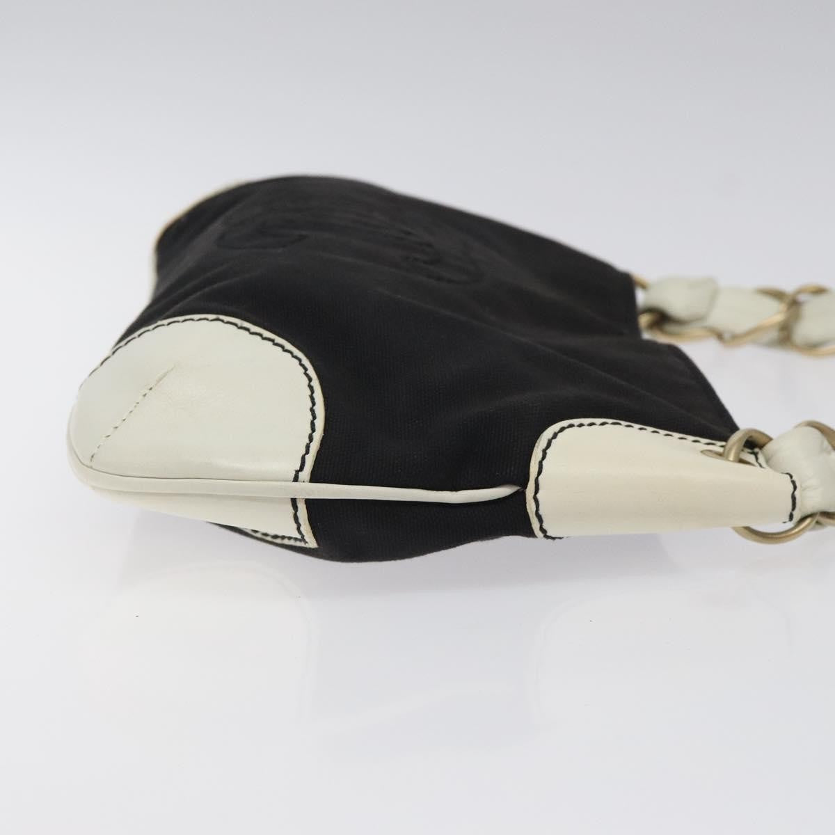 Chanel Vintage Olsen CC Chain Shoulder Bag Canvas and Leather, BLACK, CANVAS, Shoulder bag
