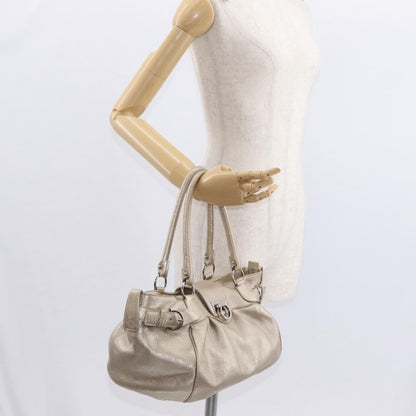 Salvatore Ferragamo Gancini handbag Leather, GOLD, LEATHER, Handbag