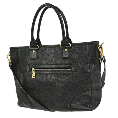 Prada Front Zip Tote Vitello Daino, BLACK, LEATHER, Handbag