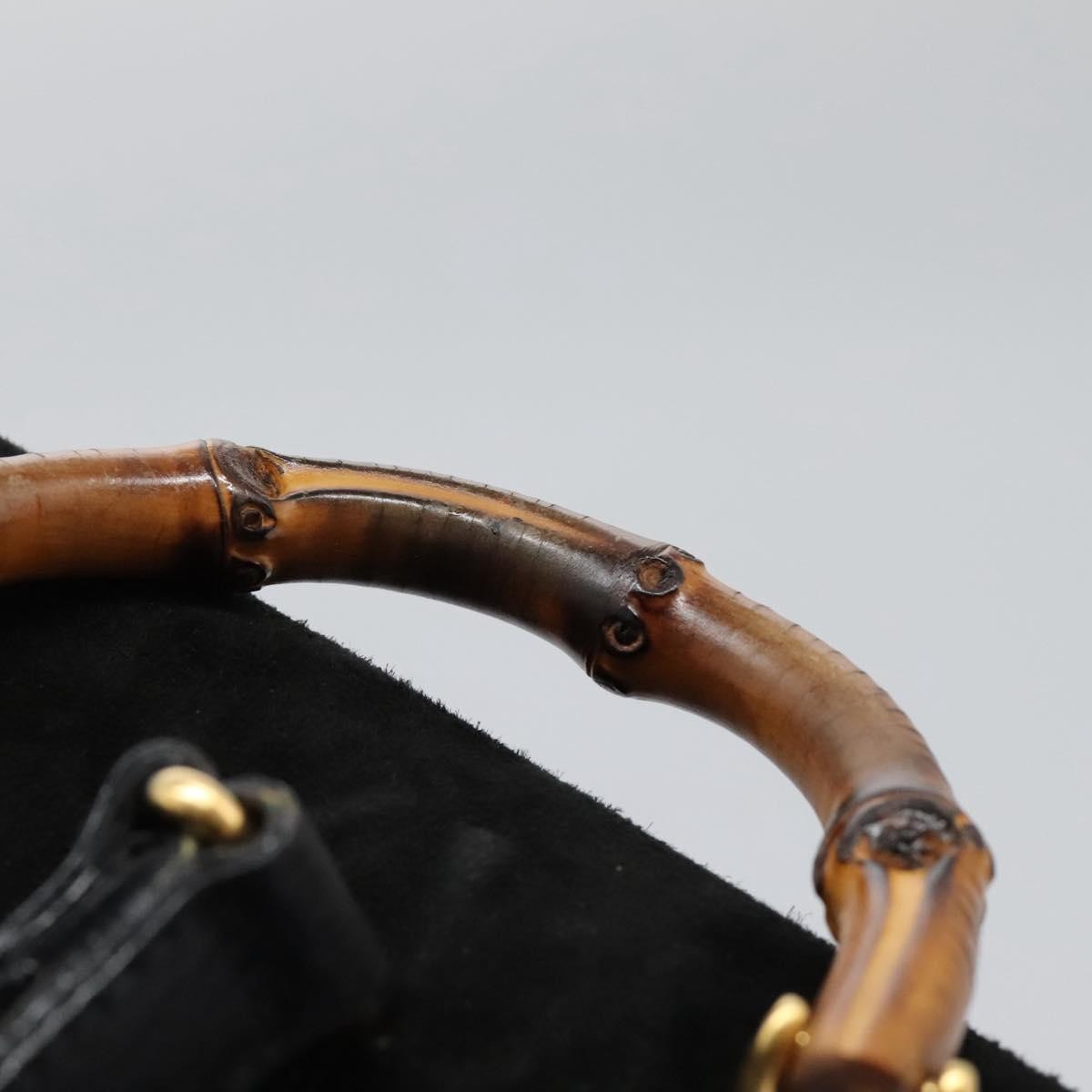 Gucci Vintage Bamboo Backpack Suede, BLACK, SUEDE, Backpack