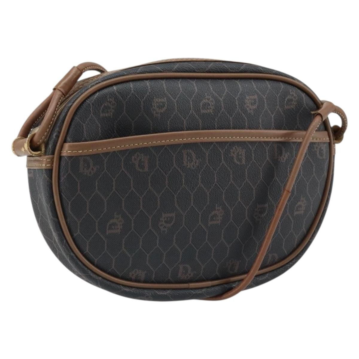 Christian Dior Vintage Honeycomb Shoulder Bag Canvas and Leather, BLACK, CANVAS, Shoulder bag