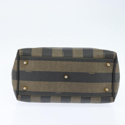 Fendi Vintage Pequin Boston Bag Coated Canvas, BROWN, CANVAS, Handbag