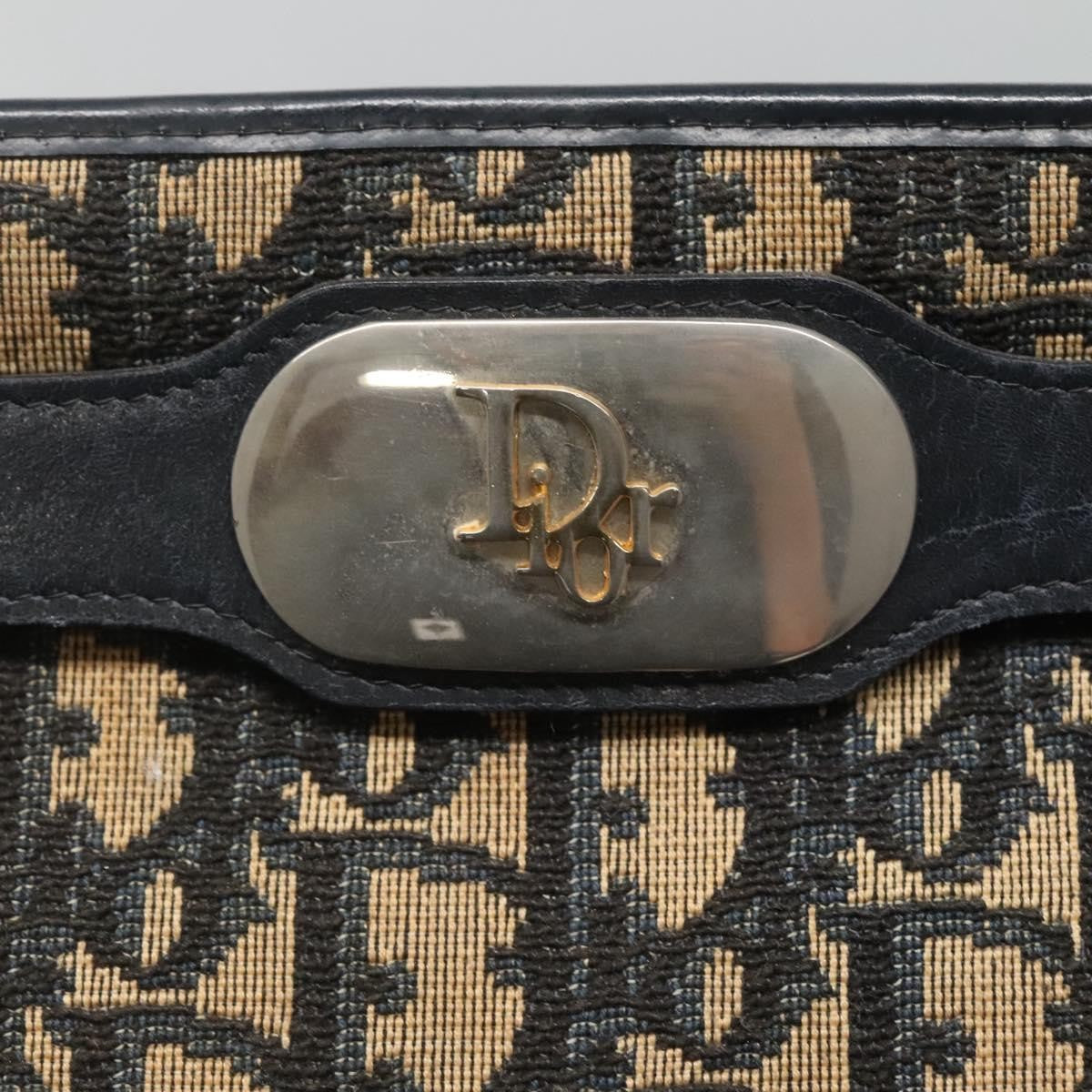 Christian Dior Vintage Trotter Shoulder Bag Canvas, NAVY, CANVAS, Shoulder bag