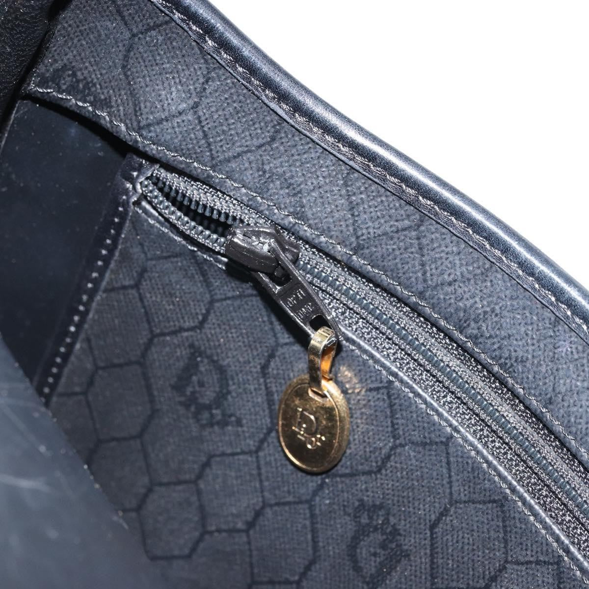 Christian Dior Vintage Honeycomb Shoulder Bag Canvas and Leather, BLACK, CANVAS, Shoulder bag