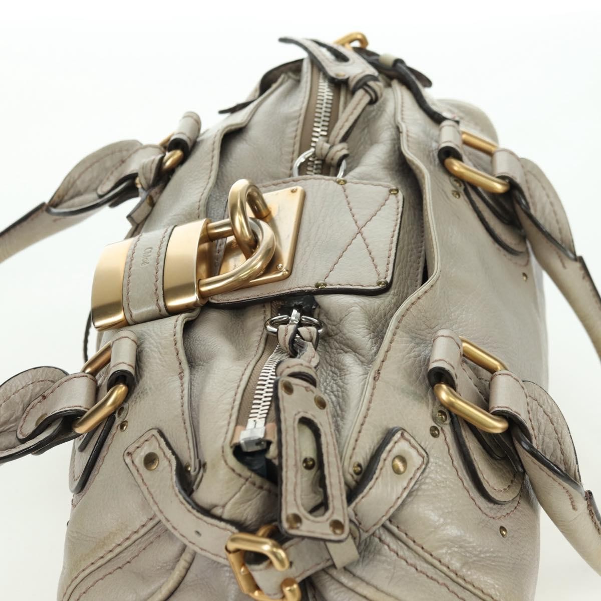 Chloe Paddington Lock Handbag Leather, Beige, Leather, Handbag