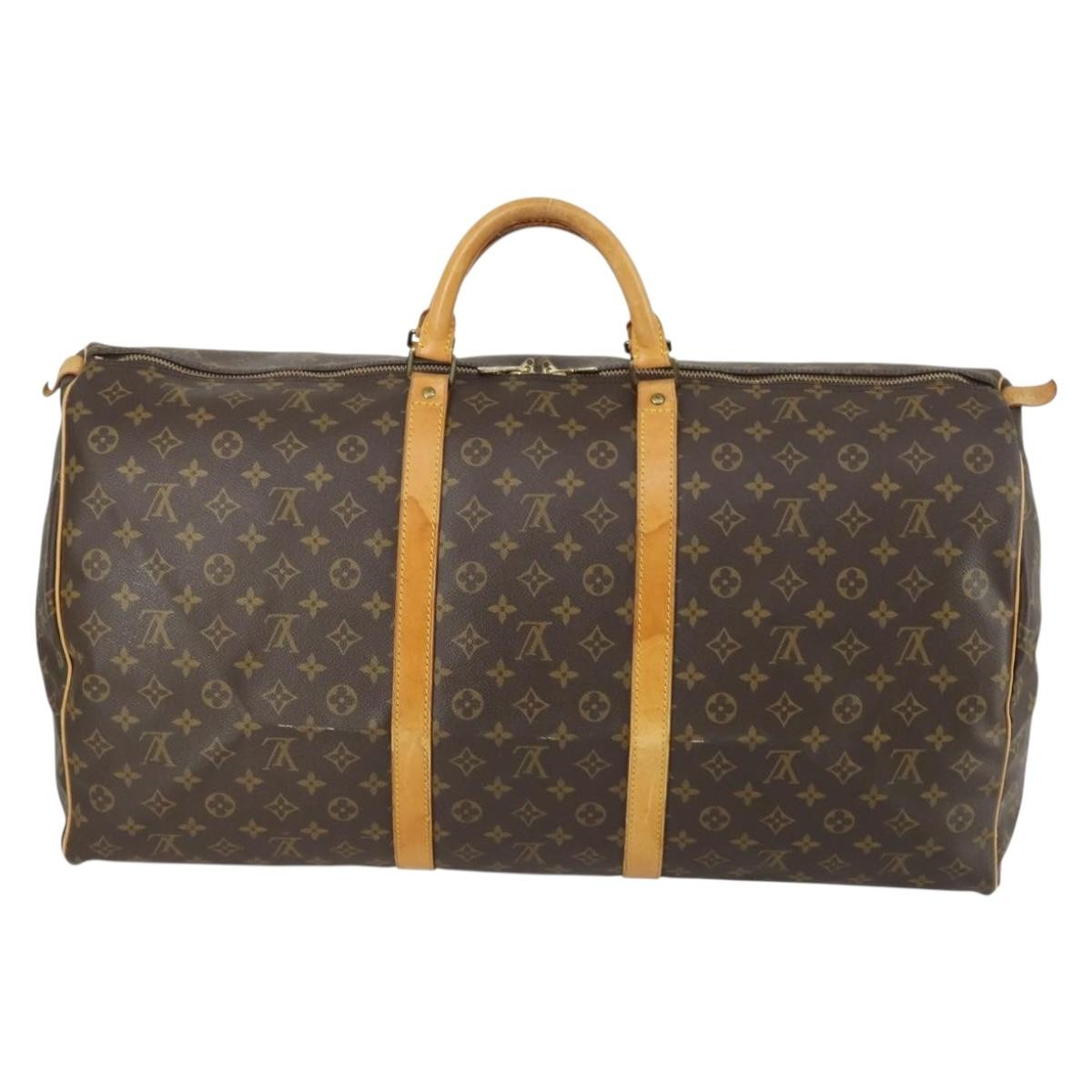 Louis Vuitton Keepall Bag Monogram Canvas, BROWN, CANVAS, Travel bag