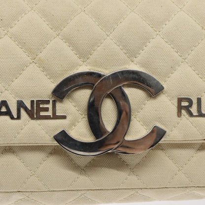 Chanel Cruise Flap Bag Quilted Canvas, ECRU, CANVAS, Clutche & pouche