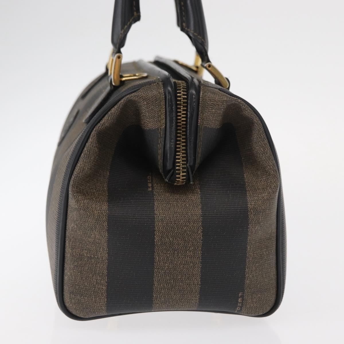 Fendi Vintage Pequin Convertible Boston Bag Coated Canvas, BROWN, CANVAS, Travel bag