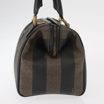 Fendi Vintage Pequin Convertible Boston Bag Coated Canvas, BROWN, CANVAS, Travel bag