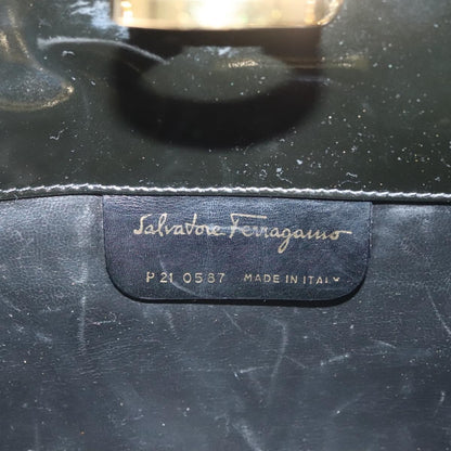 Salvatore Ferragamo Vintage Gancini Chain Shoulder Bag Patent Leather, BLACK, PATENT_LEATHER, Shoulder bag