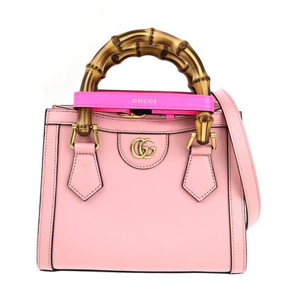 Gucci Diana NM Bamboo Handle Tote Leather, PINK, LEATHER, Tote bag