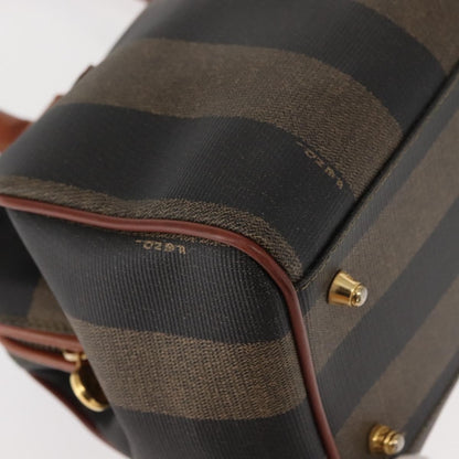 Fendi Vintage Pequin Convertible Boston Bag Coated Canvas, BROWN, CANVAS, Handbag