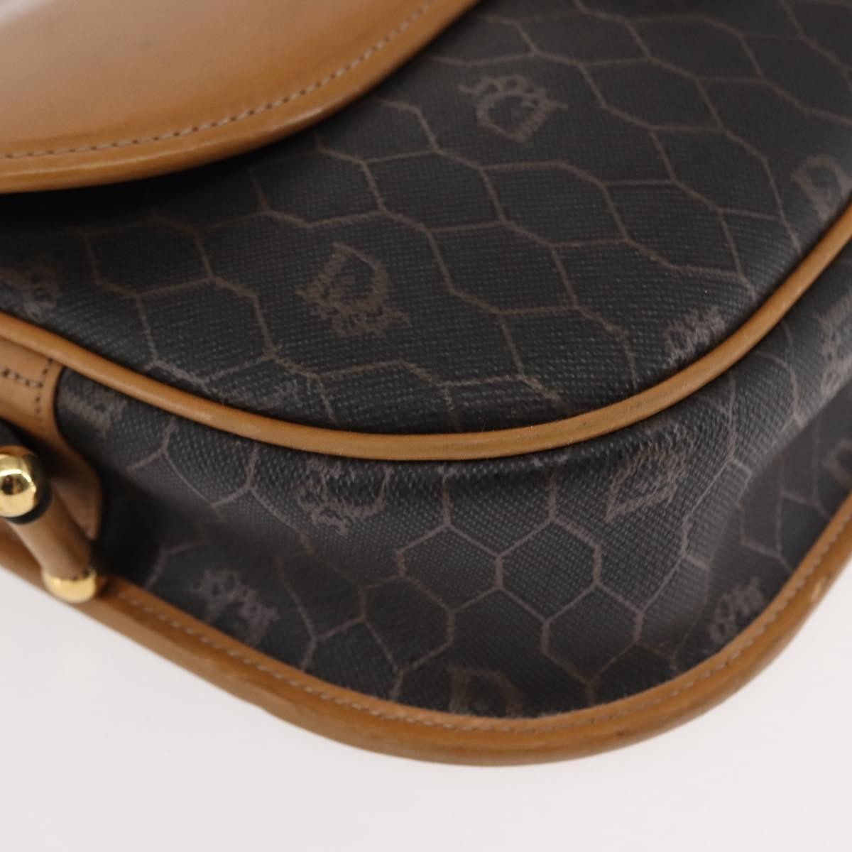 Christian Dior Vintage Honeycomb Shoulder Bag Canvas and Leather, BROWN, CANVAS, Shoulder bag