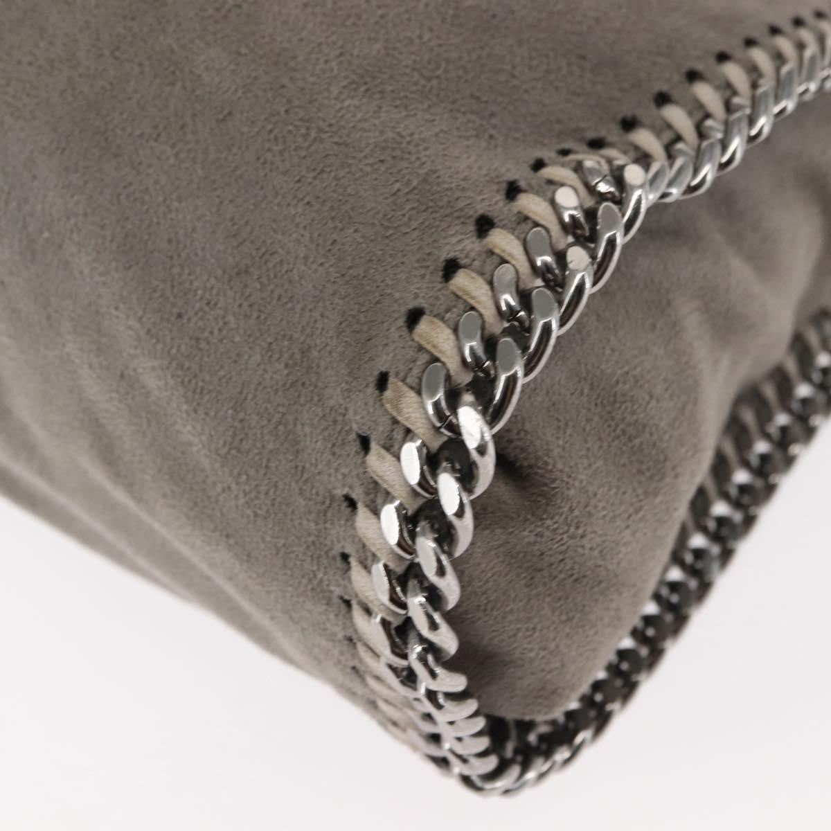 Stella McCartney Falabella Fold Over Crossbody Bag Suede, GRAY, SUEDE, Shoulder bag