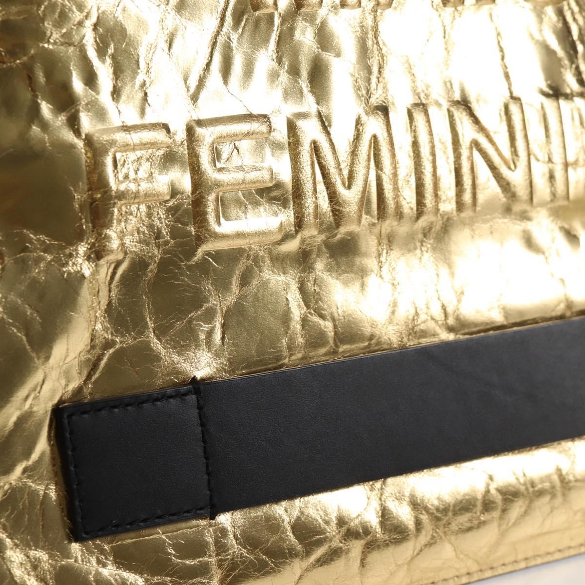 Chanel Feminine Pouch Crinkled Leather, GOLD, LEATHER, Clutche & pouche