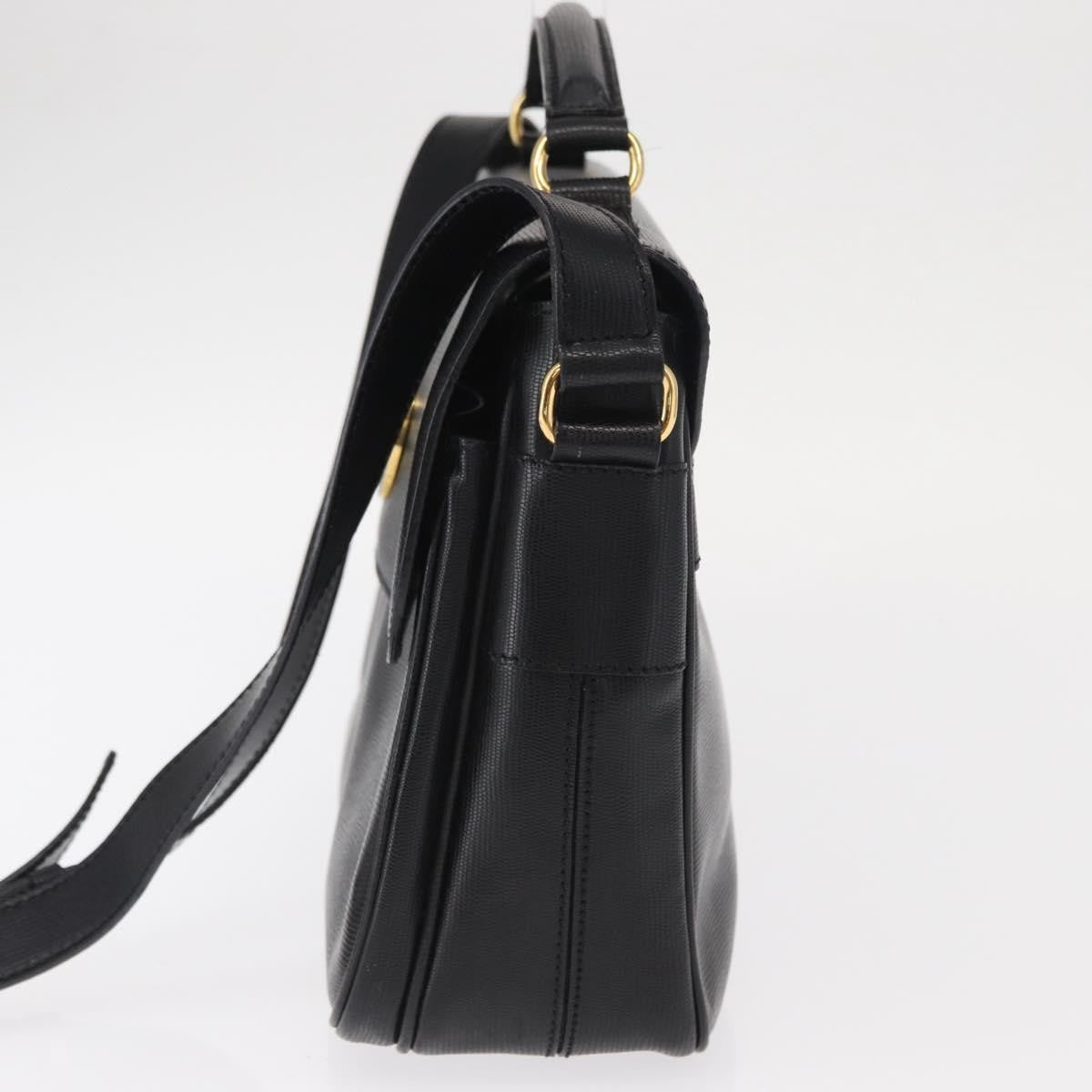 Celine Circle Logo Shoulder Bag Leather, BLACK, LEATHER, Shoulder bag