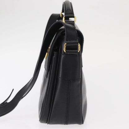 Celine Circle Logo Shoulder Bag Leather, BLACK, LEATHER, Shoulder bag