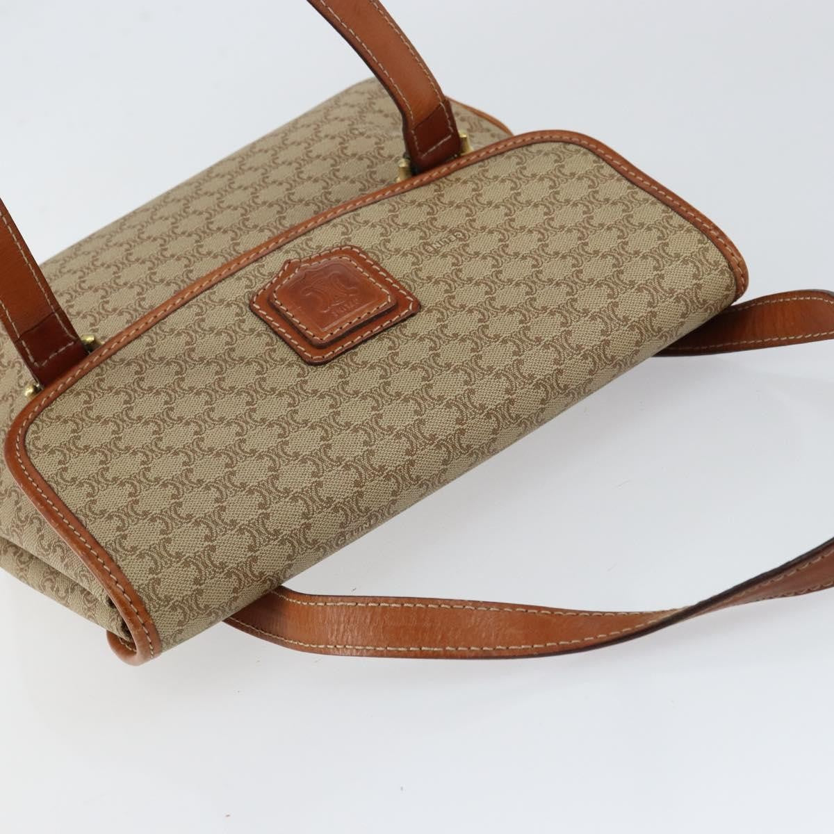 Celine Vintage Macadam Handbag Canvas, BEIGE, CANVAS, Handbag