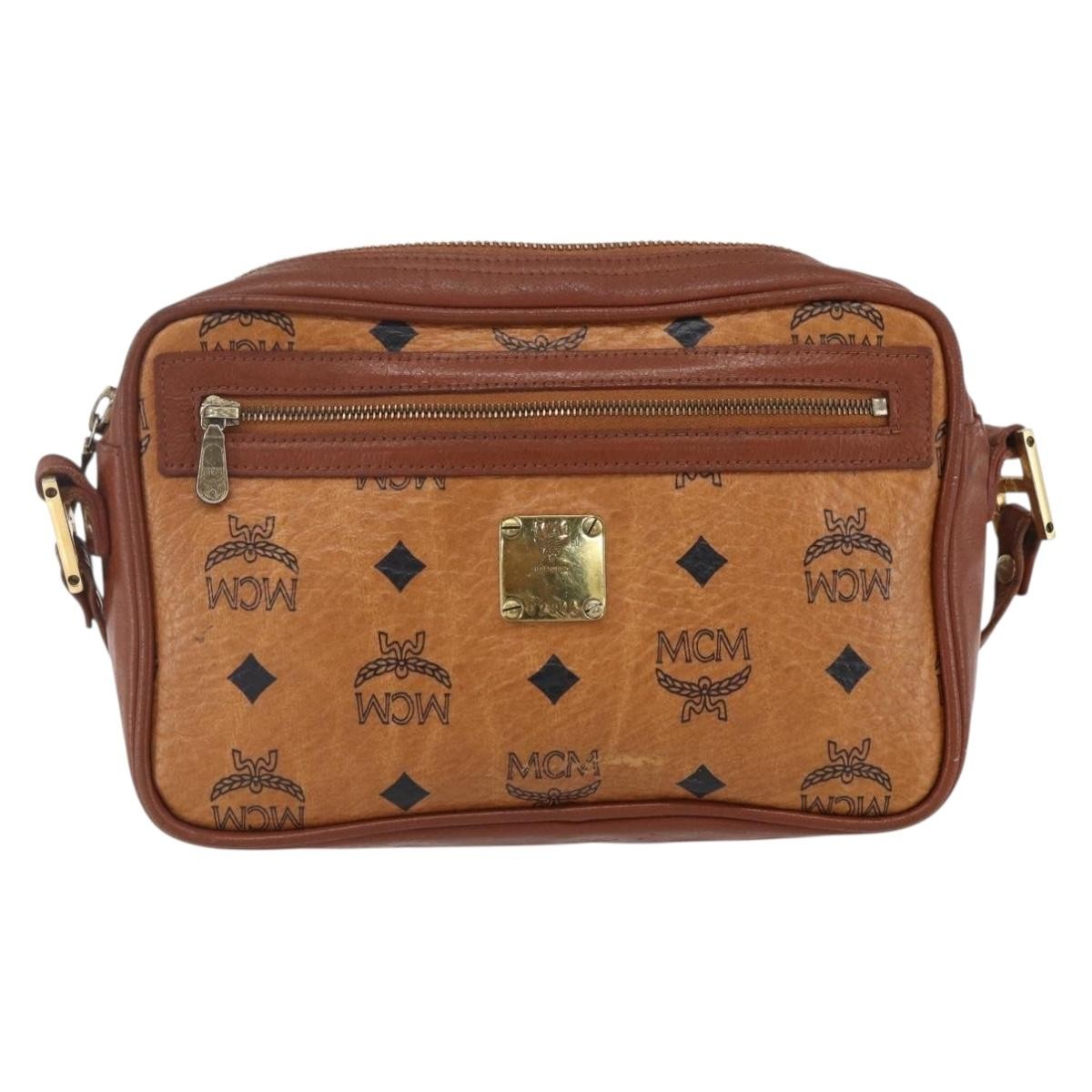 MCM Visetos Shoulder bag Canvas and Leather, BROWN, CANVAS, Shoulder bag