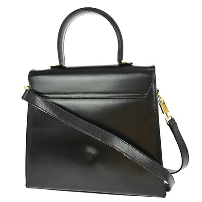 Salvatore Ferragamo Gancini Convertible Top Handle Bag Leather, BLACK, LEATHER, Handbag