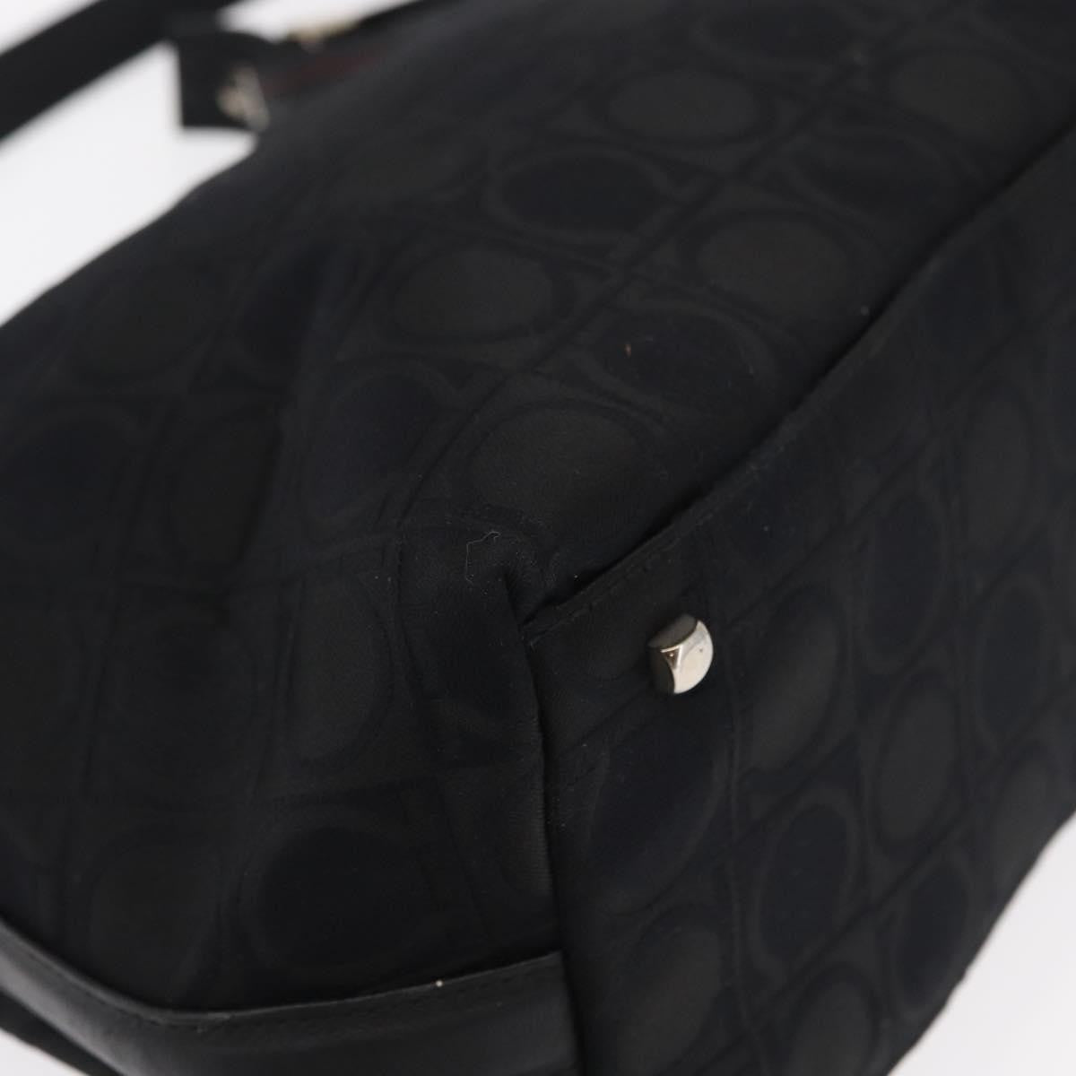 Salvatore Ferragamo Gancini Shoulder Bag Nylon, BLACK, LEATHER, Shoulder bag