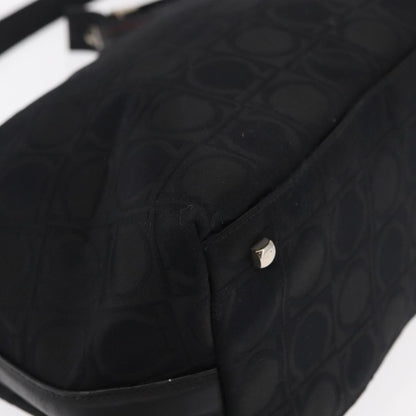 Salvatore Ferragamo Gancini Shoulder Bag Nylon, BLACK, LEATHER, Shoulder bag