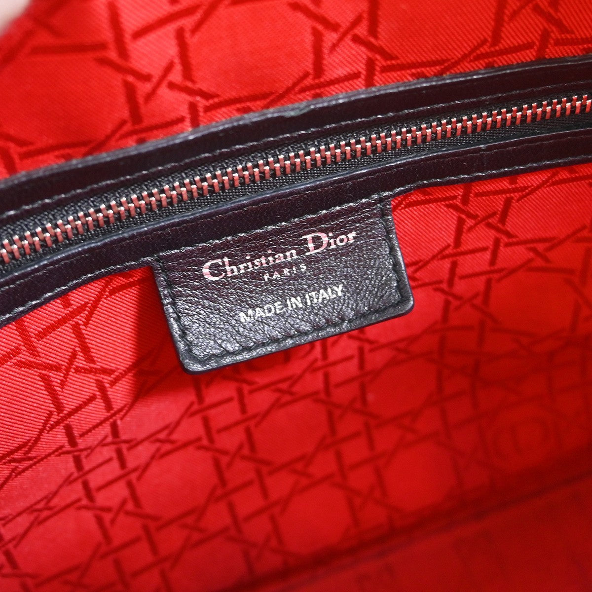Christian Dior Vintage Lady Dior Bag Cannage Quilt Lambskin, Black, Leather, Handbag