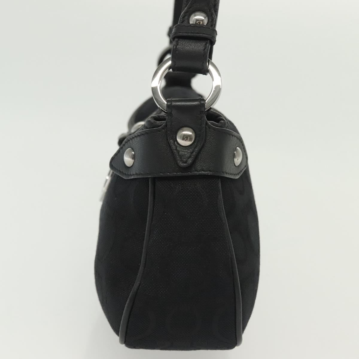 Salvatore Ferragamo Gancini handbag Canvas, BLACK, CANVAS, Handbag