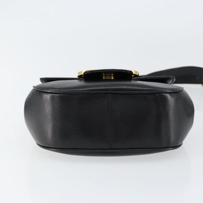 Salvatore Ferragamo Gancini Shoulder Bag Leather, BLACK, LEATHER, Shoulder bag