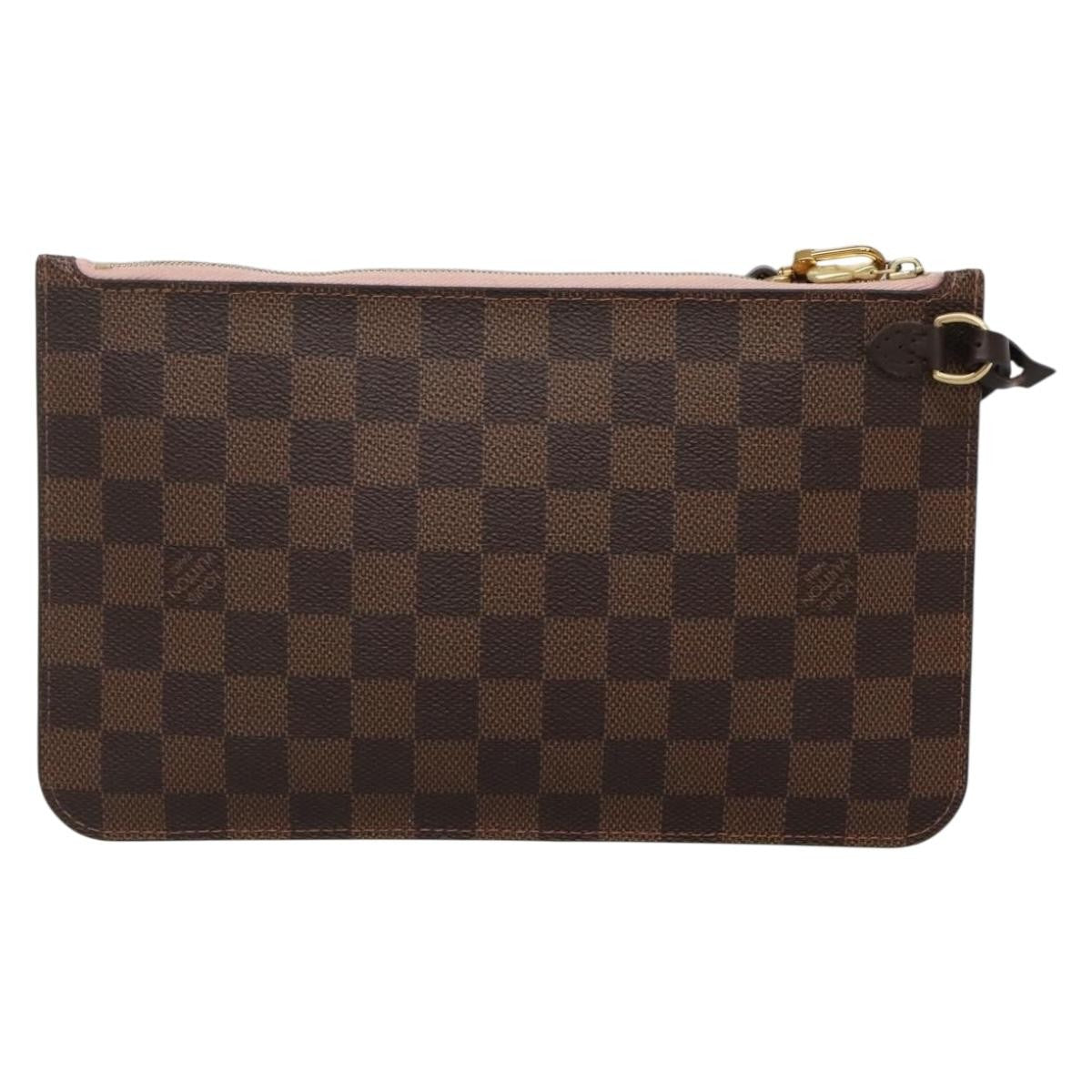 Louis Vuitton Neverfull Pochette Damier, BROWN, CANVAS, Tote bag