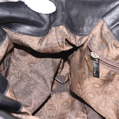 Salvatore Ferragamo Gancini Tote Leather, BLACK, LEATHER, Tote bag