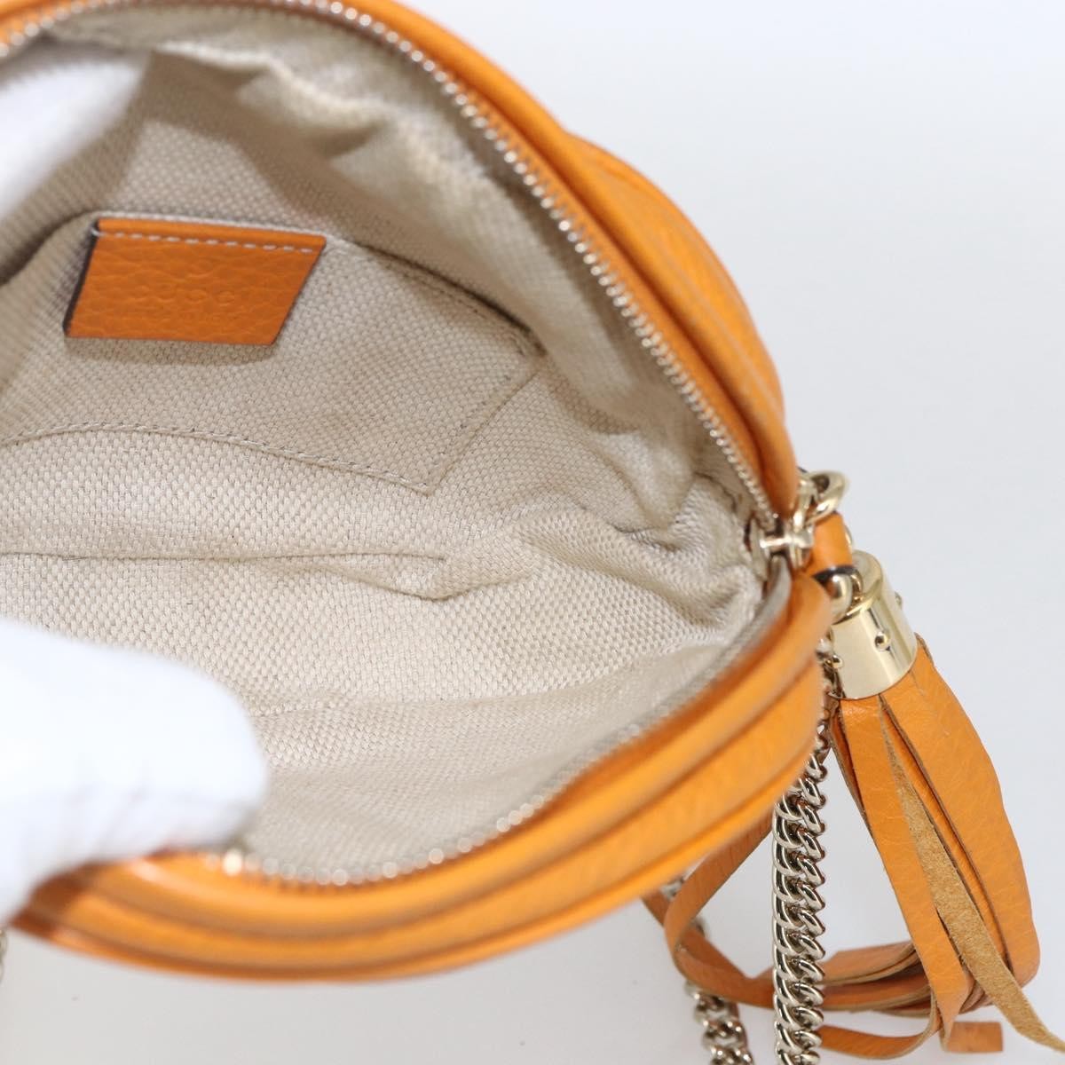 Gucci Soho Chain Bag Leather, ORANGE, LEATHER, Shoulder bag