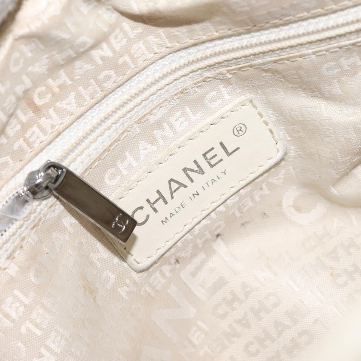 Chanel Square Stitch Shoulder Bag Quilted Caviar, WHITE, LEATHER, Shoulder bag