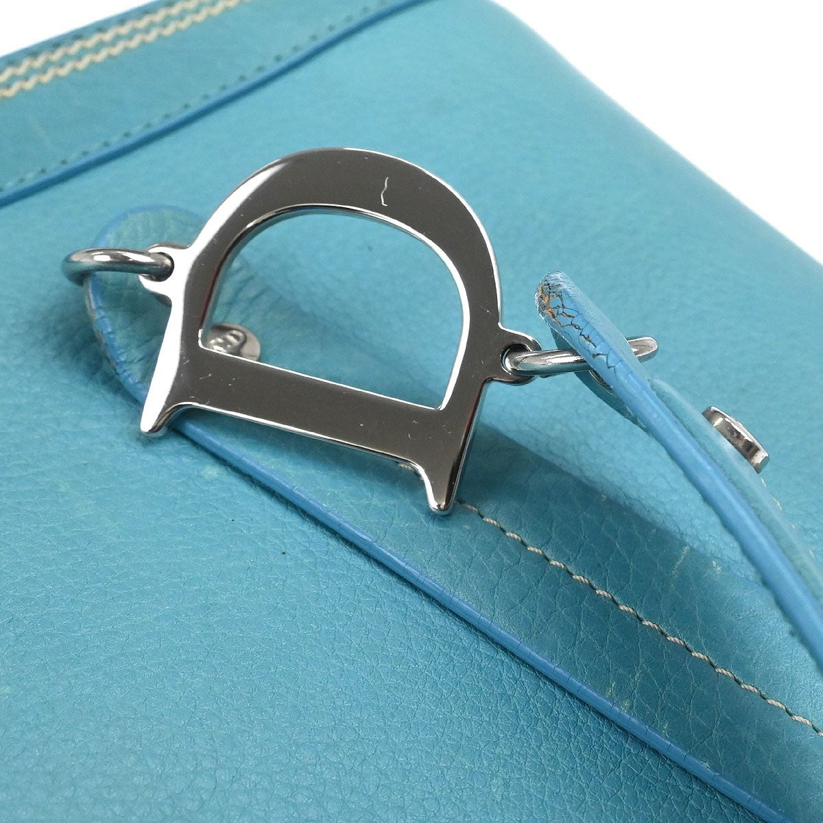 Christian Dior Vintage Tote Leather, TURQUOISE, LEATHER, Tote bag