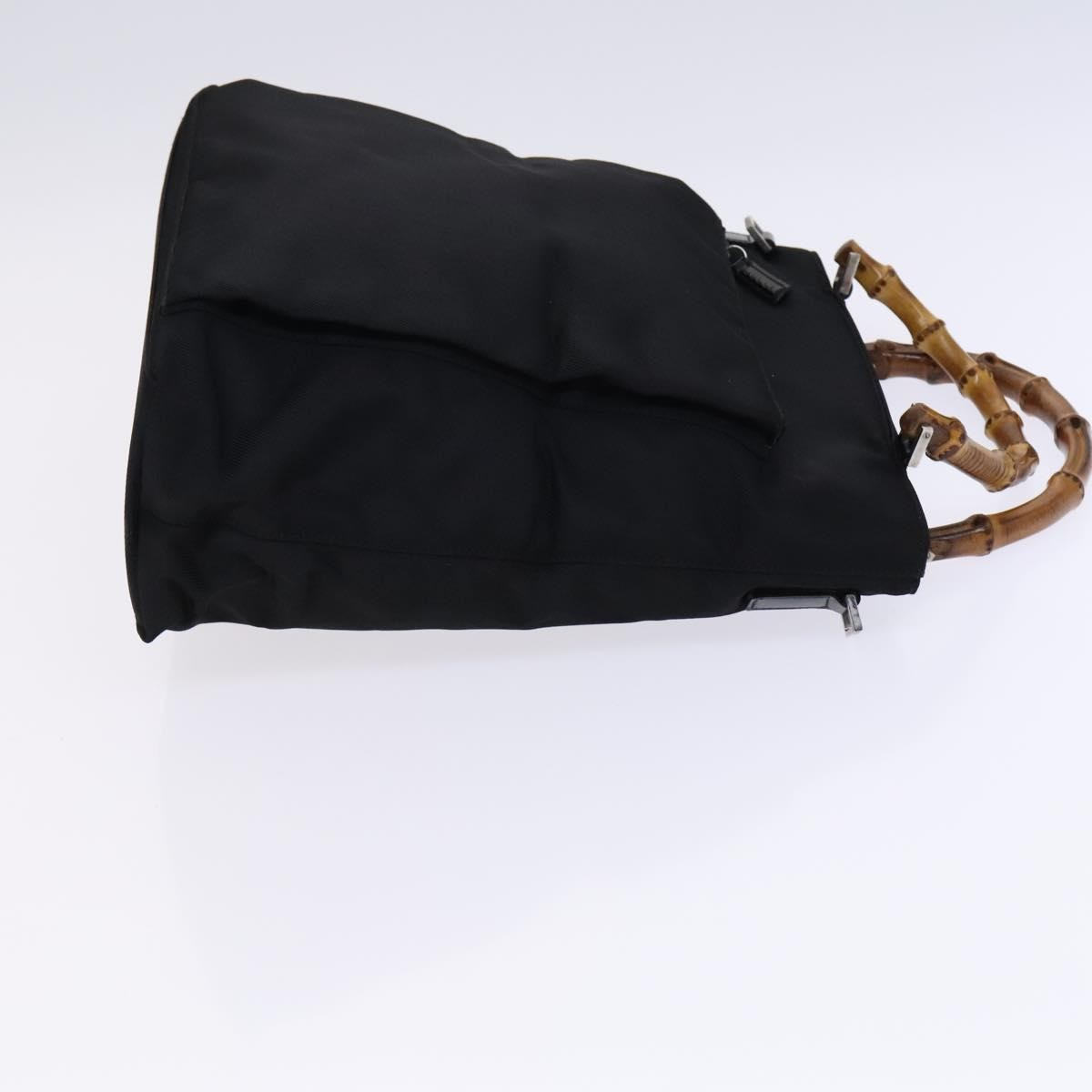 Gucci Vintage Bamboo Handle Bag Nylon, Black, Nylon, Tote Bag