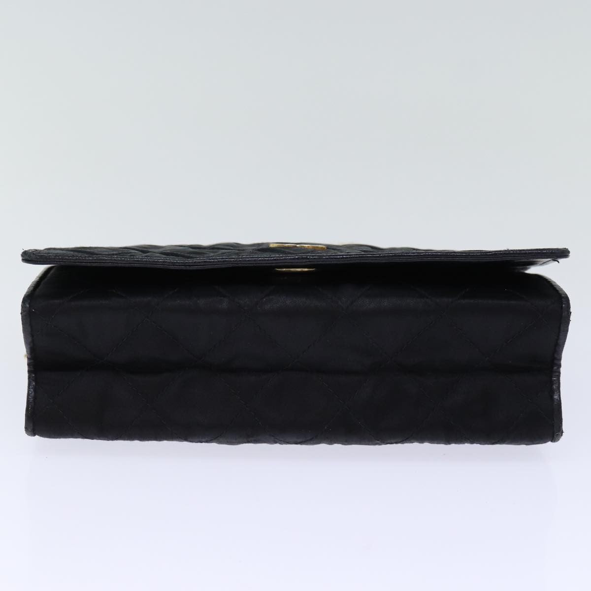 Chanel Vintage Full Flap Shoulder Bag Quilted Satin, BLACK, SATIN, Shoulder bag