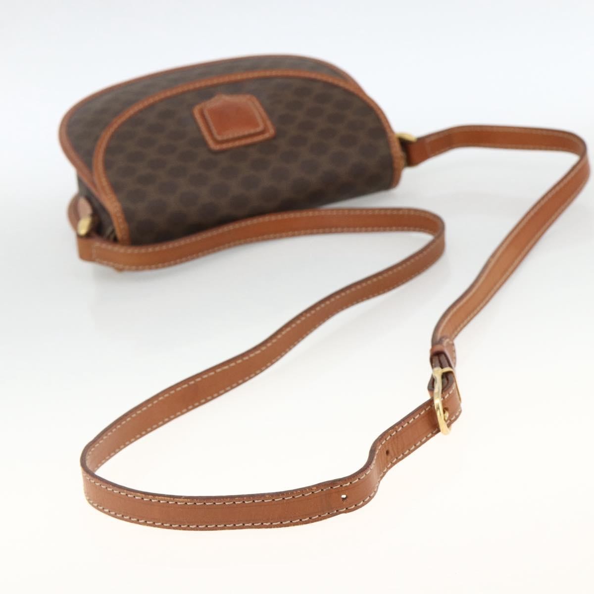 Celine Vintage Macadam Shoulder Bag Canvas and Leather, Brown, Canvas, Shoulder Bag