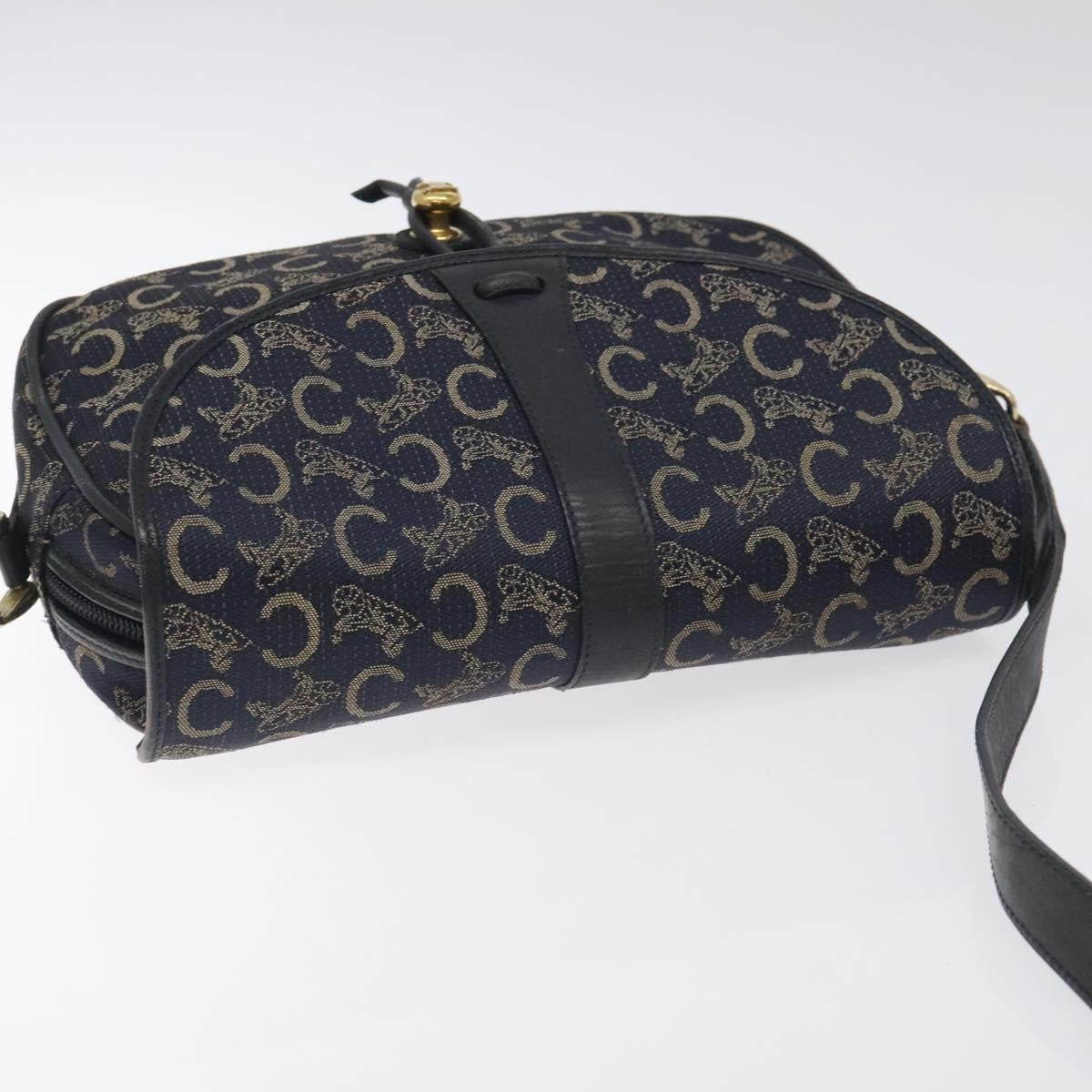 Celine C Sulky Shoulder bag Canvas and Leather, NAVY, CANVAS, Shoulder bag