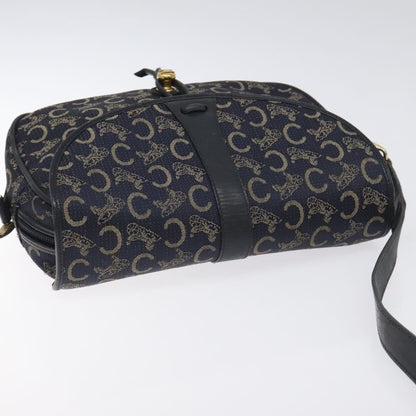 Celine C Sulky Shoulder bag Canvas and Leather, NAVY, CANVAS, Shoulder bag