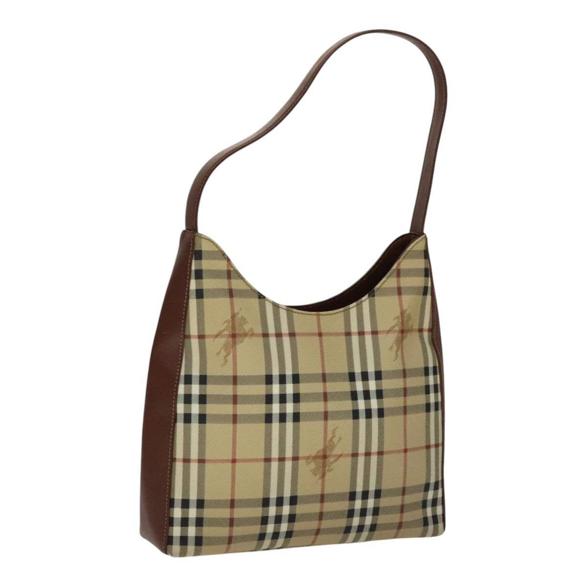 Burberry Shoulder Bag Haymarket Coated Canvas, BEIGE, PVC, Shoulder bag